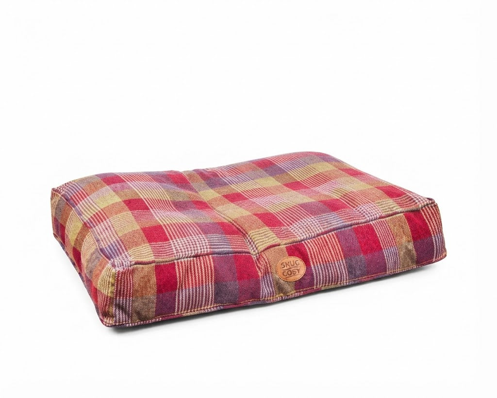 Highland Mulberry Tartan Check Pet DogLounger Cushion for Ultimate Comfort - Dog Beds & Loungers for dogs Snug and Cosy Pets