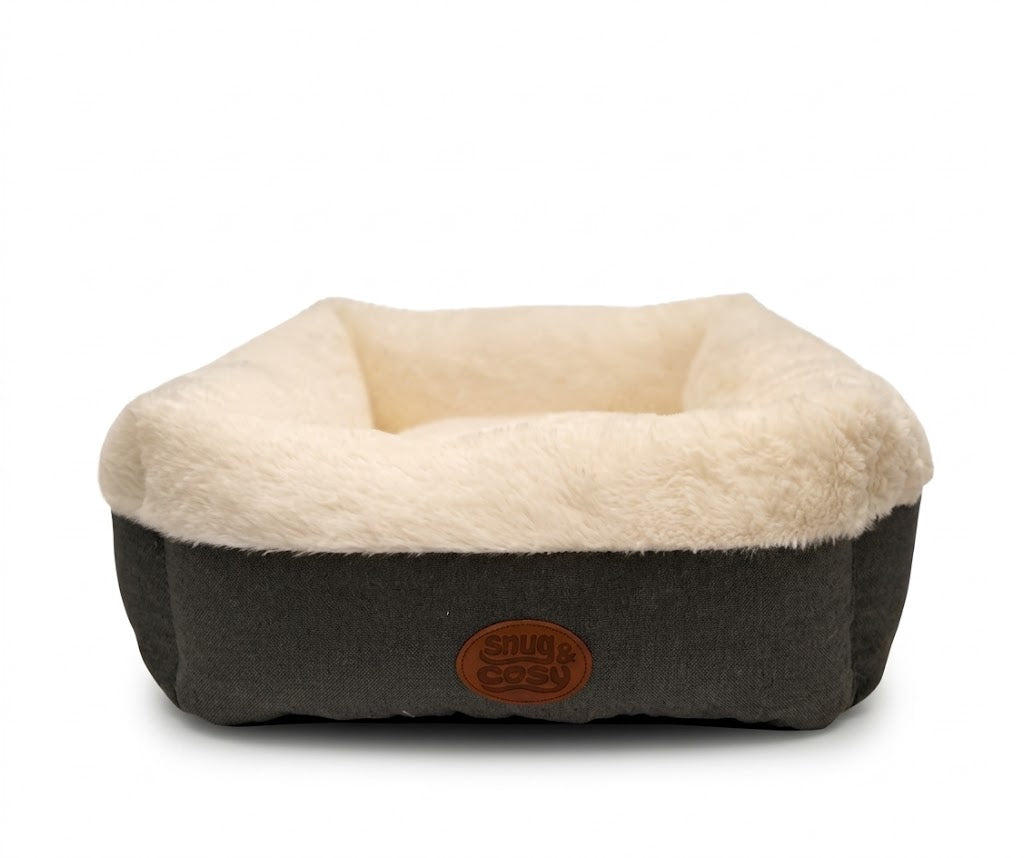 Ivory Box Bed - Supersoft Cozy Bed for Small Dogs and Cats - Pet Beds for dogs Snug and Cosy Pets