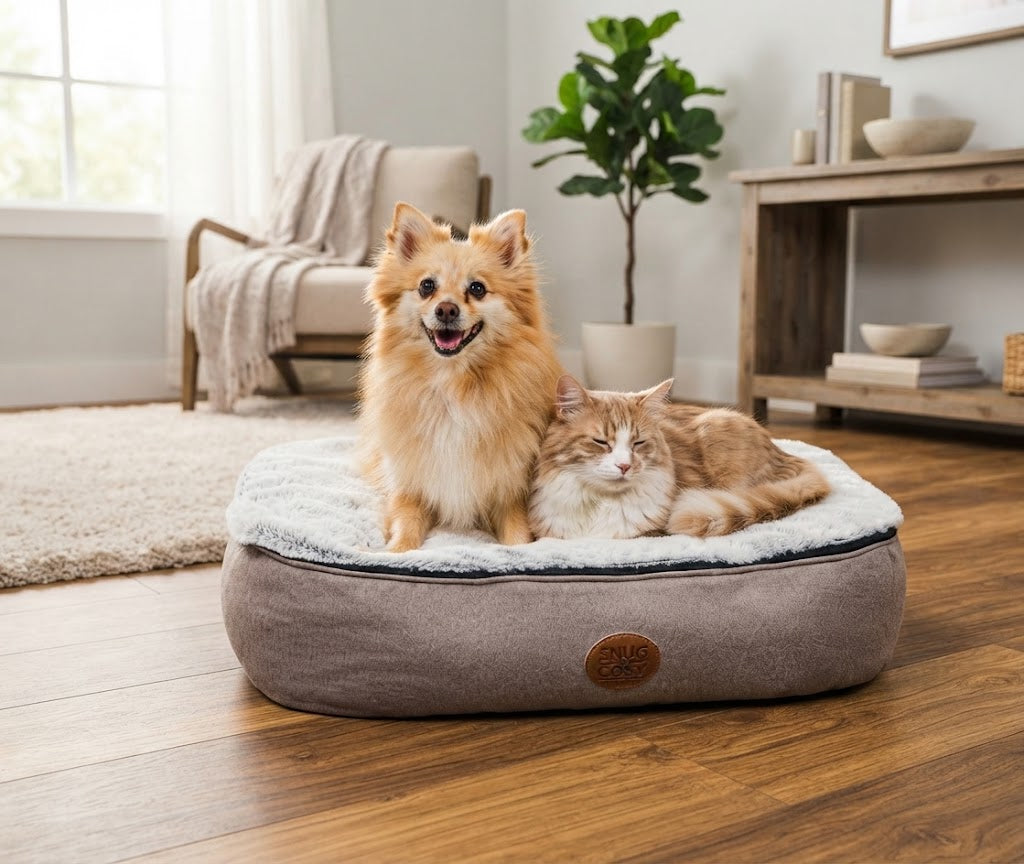Oval Faux Fur Dog Cat Bed: Your Pup's Luxurious Sanctuary for Ultimate Comfort - Pet Beds for dogs Snug and Cosy Pets