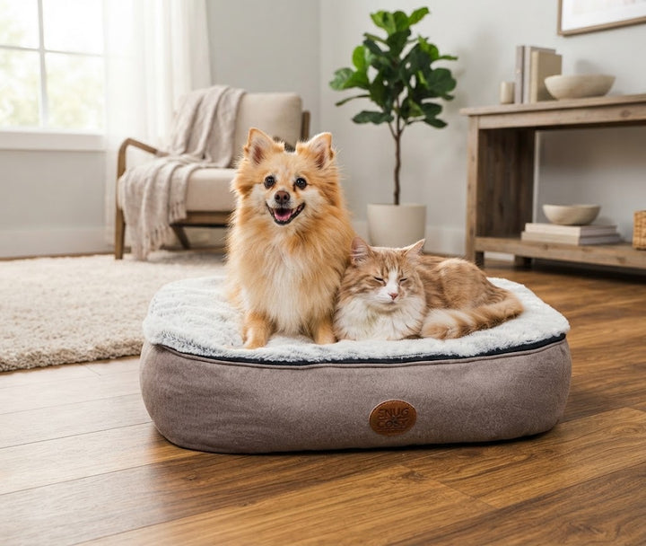 Oval Faux Fur Dog Cat Bed: Your Pup's Luxurious Sanctuary for Ultimate Comfort - Pet Beds for dogs Snug and Cosy Pets