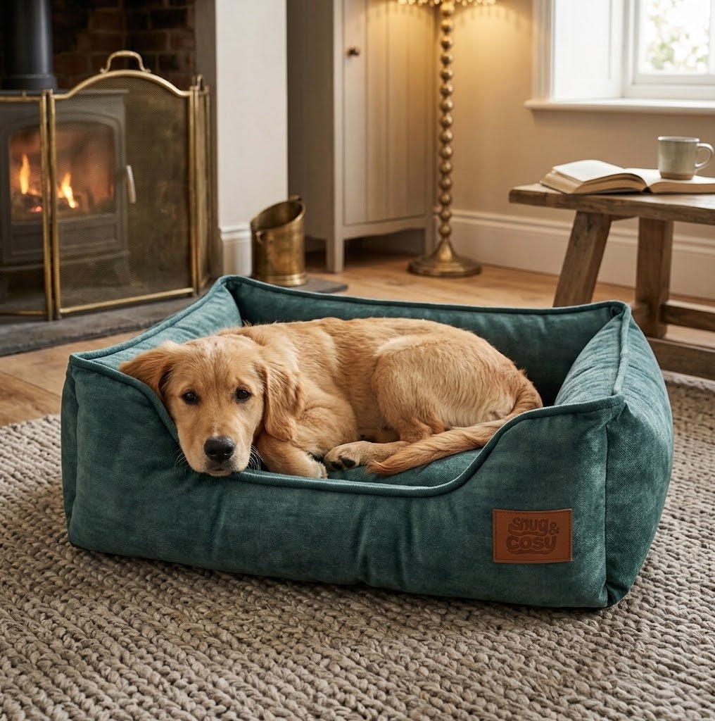 Eco Rectangle Dog Pet Puppy Bed - Recycled Plastic Bottle Yarn Wipe-Clean - Pet Beds for dogs Snug and Cosy Pets