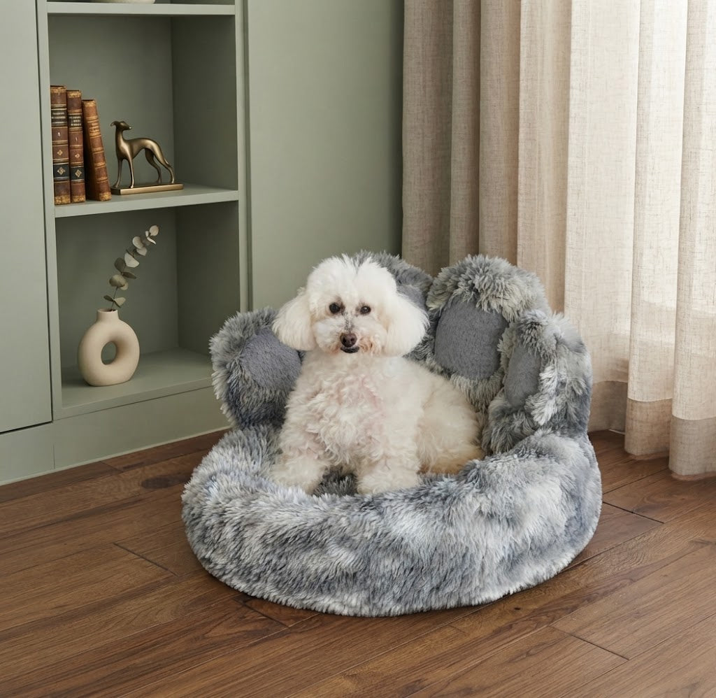 Anti-Anxiety Paw Shaped Dog Bed | Calming Faux Fur Pet Bed | Snug and Cosy Pets - Dog Beds & Loungers for dogs Snug and Cosy Pets