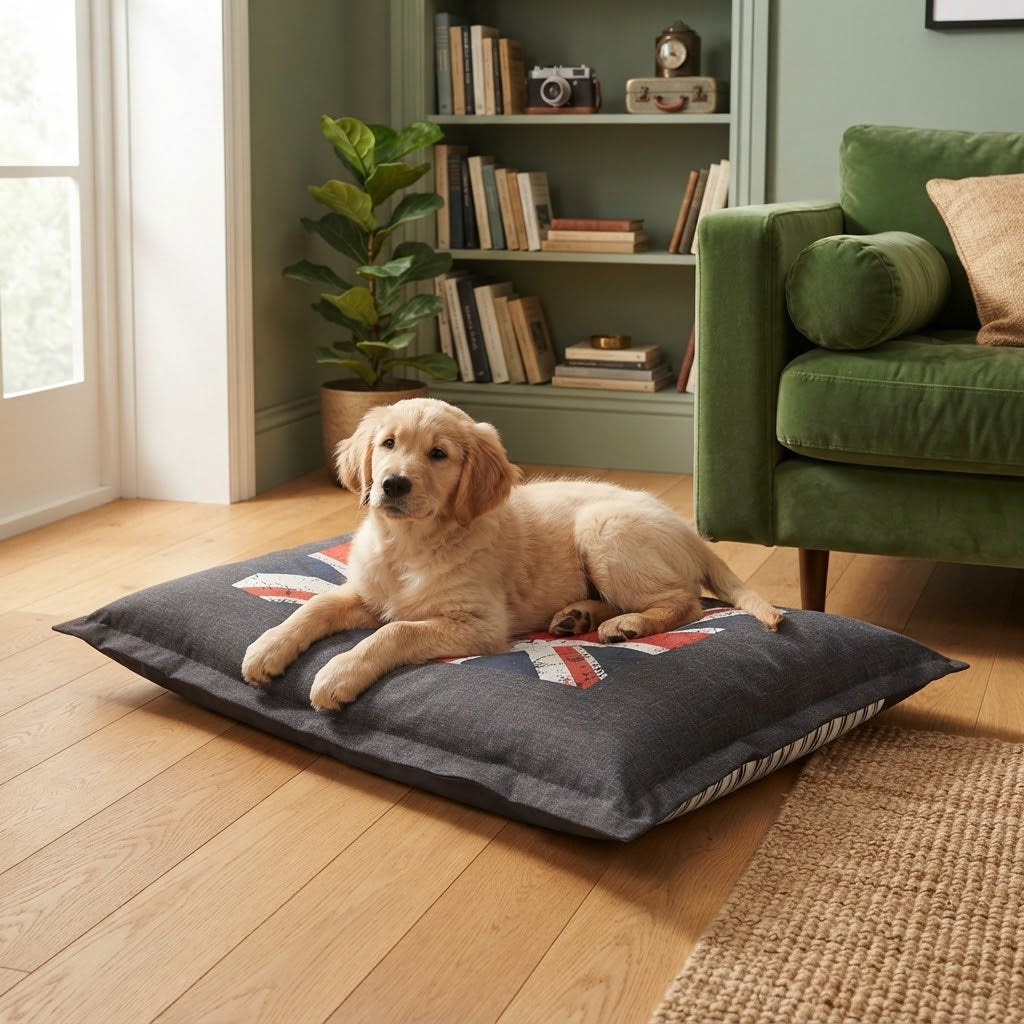 Union Jack Dog Bed: The Ultimate Cozy Lounger for Your Beloved Pet - Dog Beds & Loungers for dogs Snug and Cosy Pets