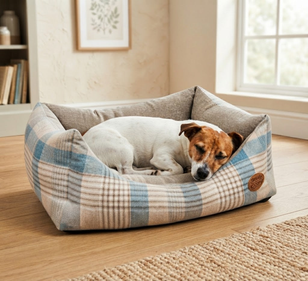 Highland Bluebell Heritage Rectangle Pet Bed: Elevate Your Pet's Comfort and Style - Dog Bed for dogs Snug and Cosy Pets