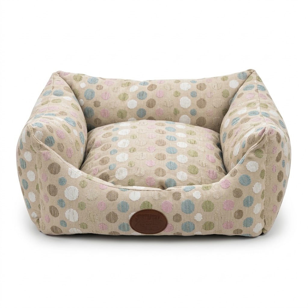 Beige Polka Dot Bed - Comfort Meets Style - for dogs Snug and Cosy Pets
