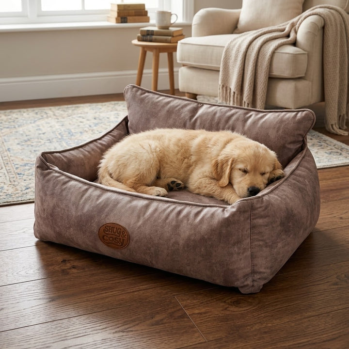 Windsor Square Dog Bed - Throne Style with Elevated Cushioned Sides - Pet Beds for dogs Snug and Cosy Pets