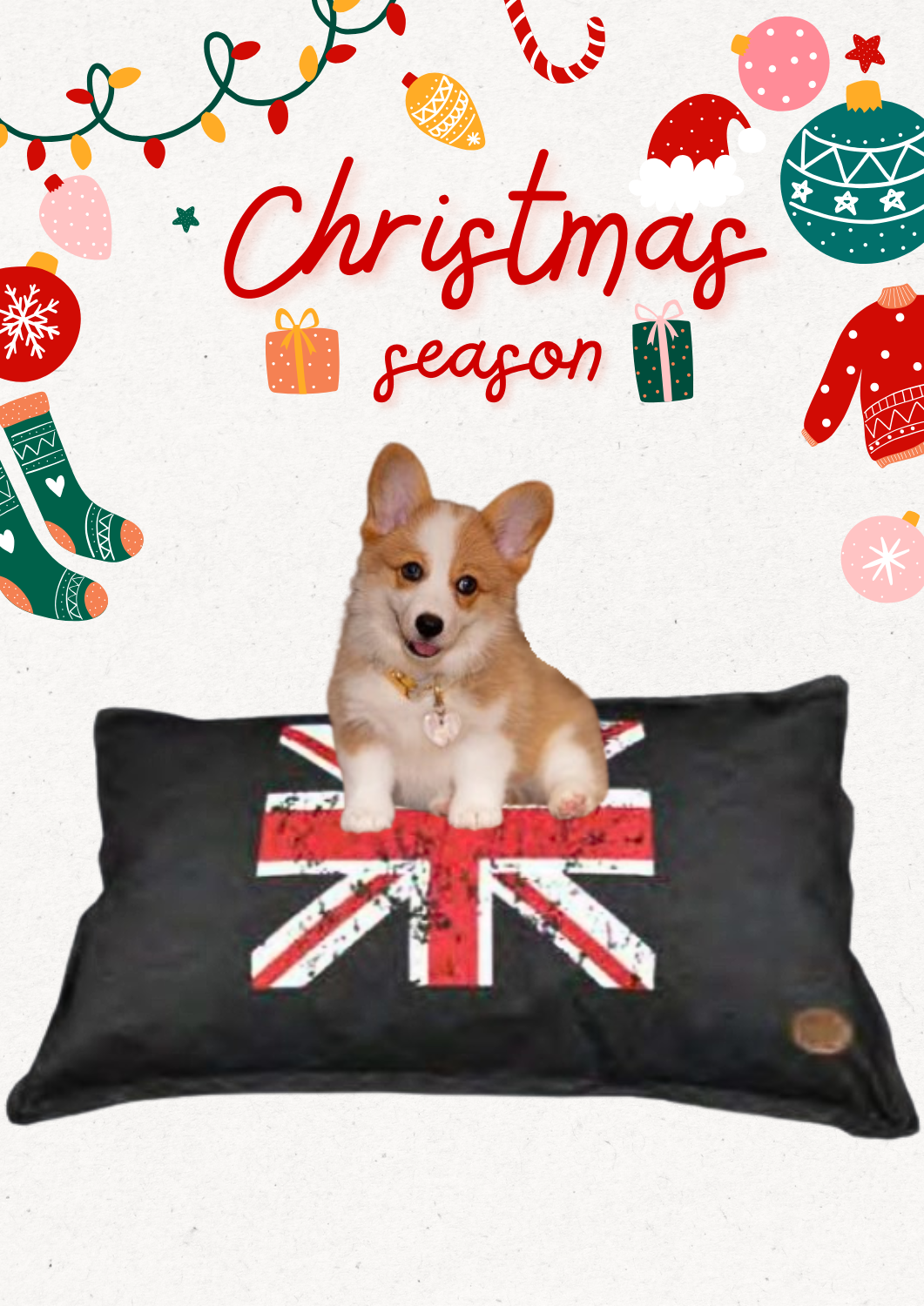 Union Jack Dog Bed Lounger Cushion  Denim Navy Blue