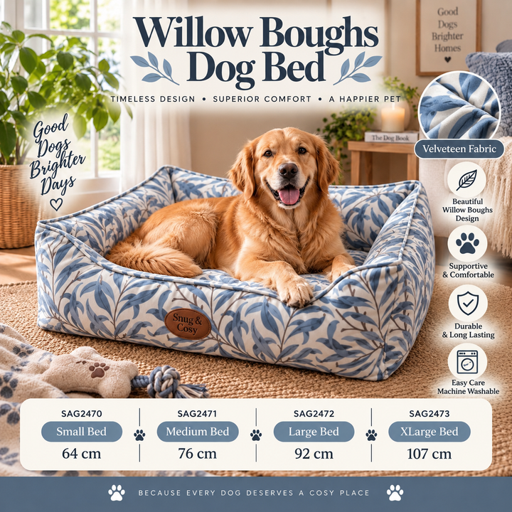 William Boughs Dog Bed Velveteen Fabric Azure - for dogs Snug and Cosy Pets