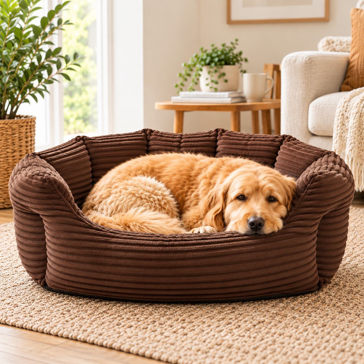 San Remo Oval Brown Pet Bed - for dogs Snug and Cosy Pets
