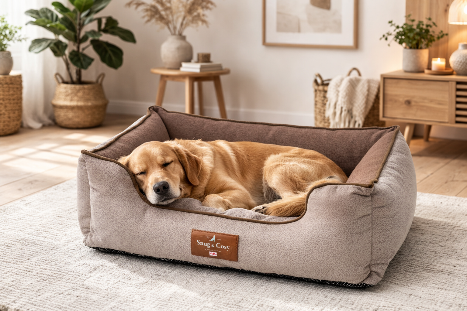 ELEGANCE Faux Leather High Sided Orthopaedic Dog Pet Bed - Dog Bed for dogs Snug and Cosy Pets