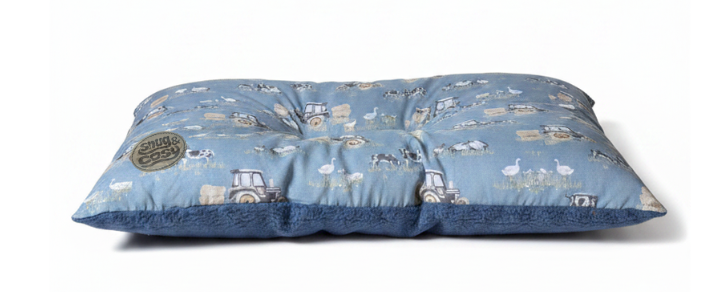 Farmyard Blue Dog Pet Lounger - Cozy Reversible Cushion for Dogs - Pet Loungers for dogs Snug and Cosy Pets