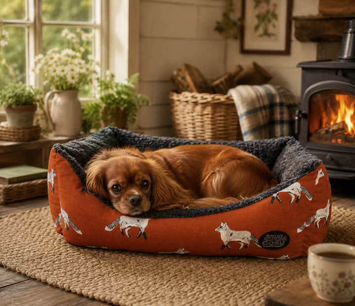 Fox Print Dog Bed - Cozy, Stylish, and Comfortable Canine Comfort