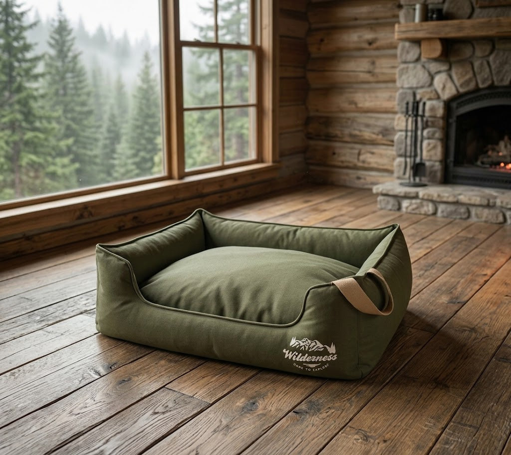 Wilderness Rectangle Olive Bed – Comfort for Active Dogs - Dog Beds & Loungers for dogs Snug and Cosy Pets