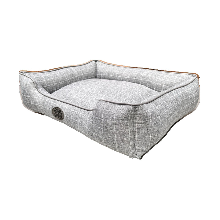 Grey Square Check Bed