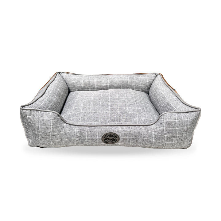 Grey Square Check Bed