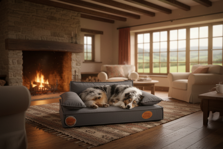 Grey Lounger: Premium Orthopaedic Memory Foam Dog Bed 88x68x26cm - Dog Beds & Loungers for dogs Snug and Cosy Pets