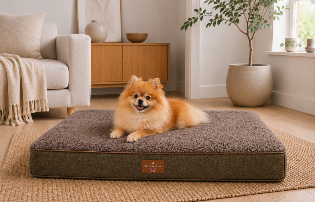 Heritage Tweed Orthopaedic Dog Bed Lounger | Memory Foam | Senior & Arthritic Dogs - Dog Bed for dogs Snug and Cosy Pets