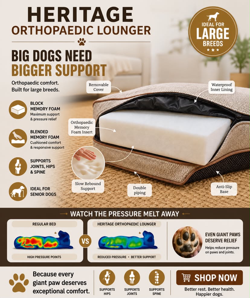 Heritage Tweed Orthopaedic Dog Bed Lounger | Memory Foam | Senior & Arthritic Dogs - Dog Bed for dogs Snug and Cosy Pets