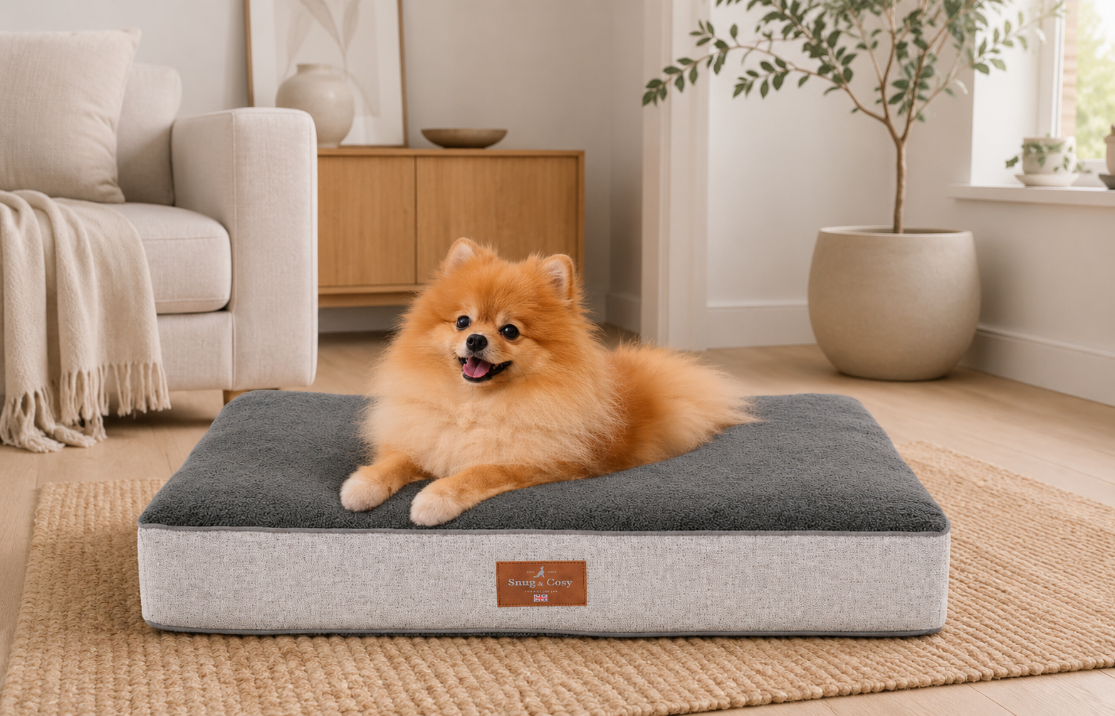 Heritage Tweed Orthopaedic Dog Bed Lounger | Memory Foam | Senior & Arthritic Dogs - Dog Bed for dogs Snug and Cosy Pets