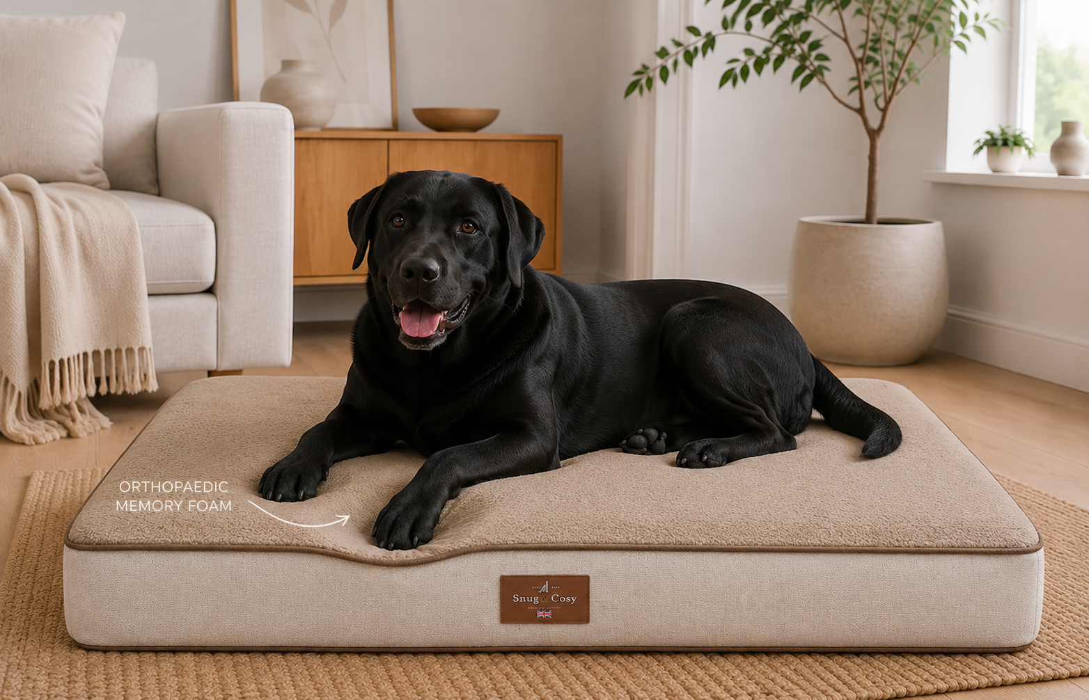 Heritage Tweed Orthopaedic Dog Bed Lounger | Memory Foam | Senior & Arthritic Dogs - Dog Bed for dogs Snug and Cosy Pets