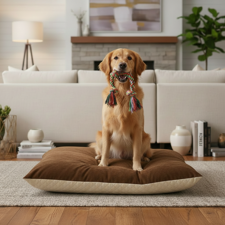 Novara Faux Suede Dog Pet Lounger Cover Only Removable Brown - Dog Bed Cover for dogs Snug and Cosy Pets