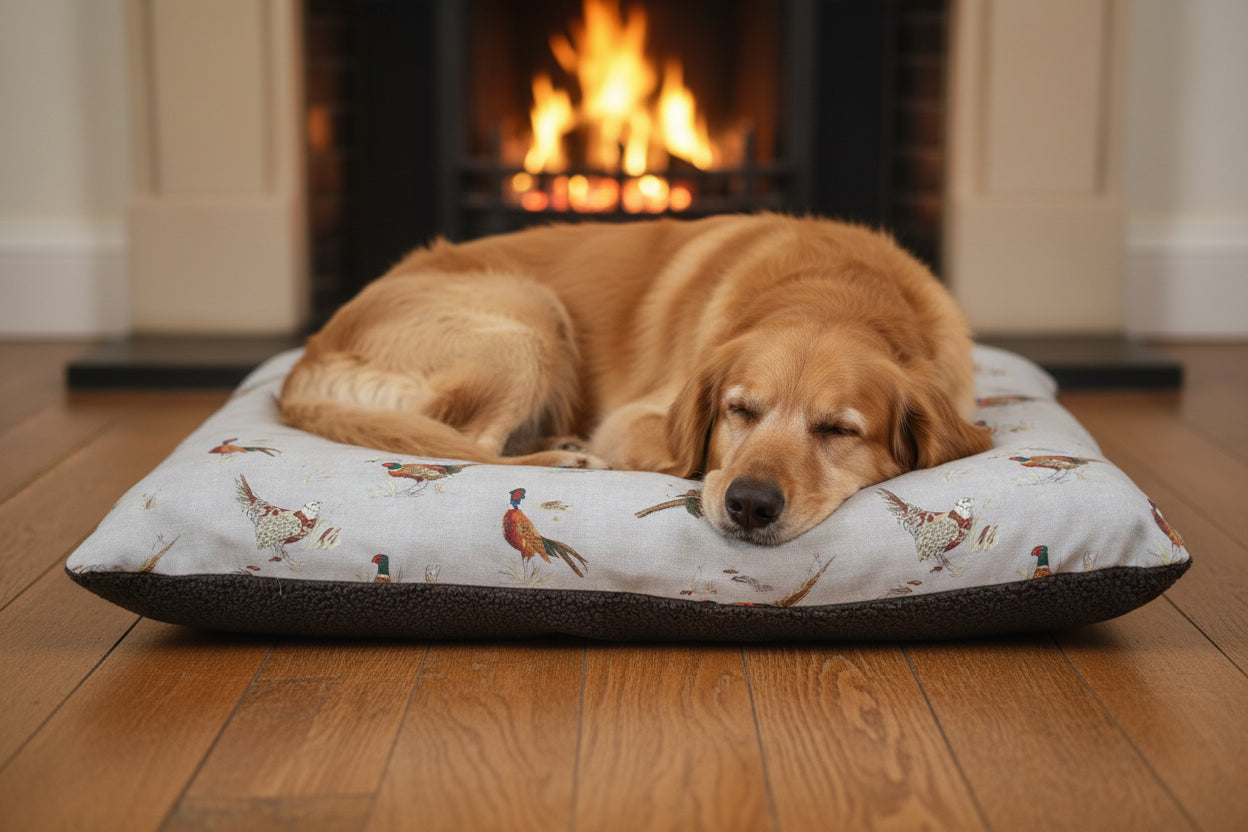 Pheasant Print Lounger - Luxury Dog Bed for Comfort and Style - Dog Beds & Loungers for dogs Snug and Cosy Pets