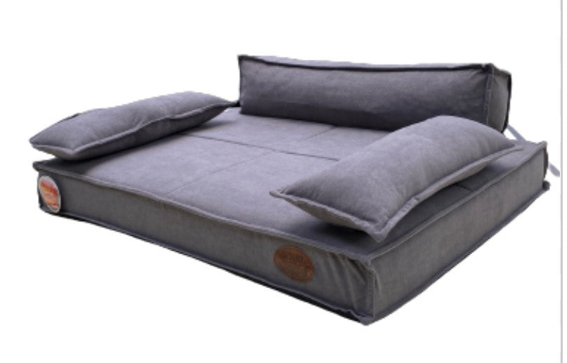 Grey Lounger with 2 removeable side pillows  88x68x26cm
