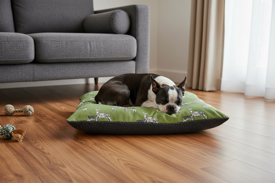 Sage Deer Print Lounger - Elegant Dog Bed for Ultimate Comfort - Dog Beds & Loungers for dogs Snug and Cosy Pets