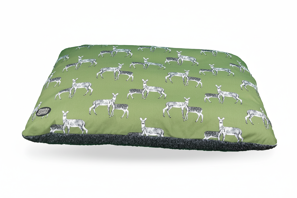 Sage Deer Print Lounger - Elegant Dog Bed for Ultimate Comfort - Dog Beds & Loungers for dogs Snug and Cosy Pets