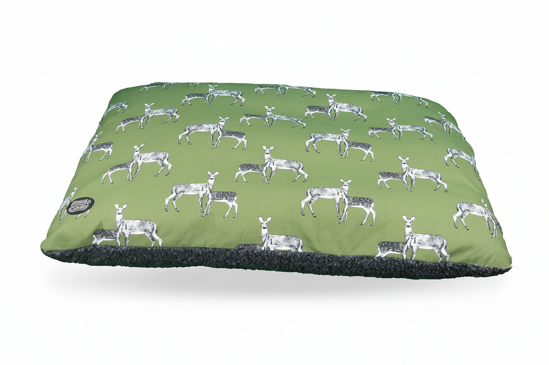 Sage Deer Print Lounger - Elegant Dog Bed for Ultimate Comfort - Dog Beds & Loungers for dogs Snug and Cosy Pets