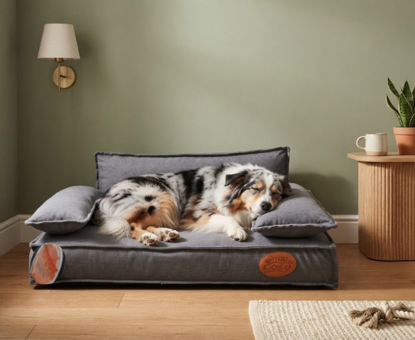 Grey Lounger: Premium Orthopaedic Memory Foam Dog Bed 88x68x26cm - Dog Beds & Loungers for dogs Snug and Cosy Pets