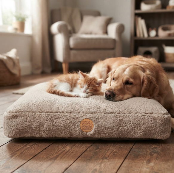 Teddy Boucle Luxurious Dog Lounger - Cat Beds for dogs Snug and Cosy Pets