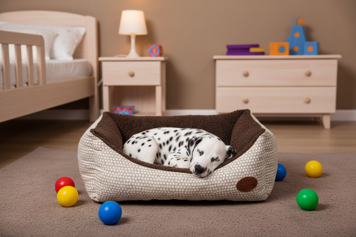 Mocha Polka Dot Box Bed for Stylish Comfort and Support