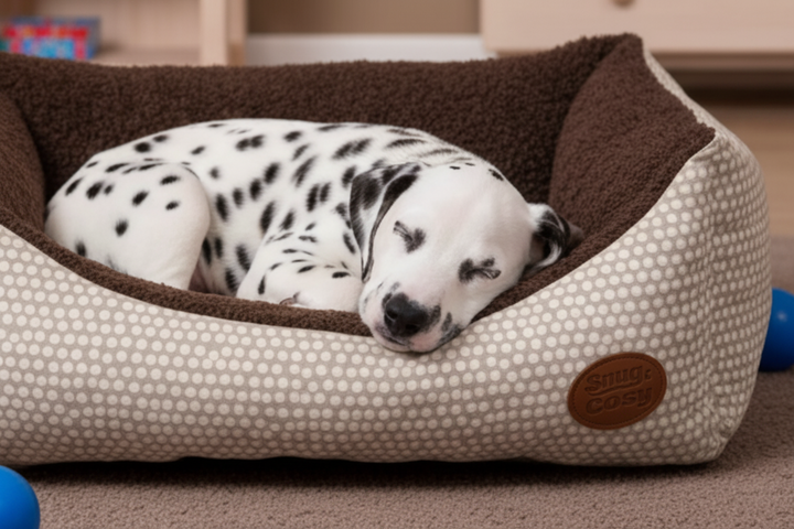 Mocha Polka Dot Box Bed for Stylish Comfort and Support