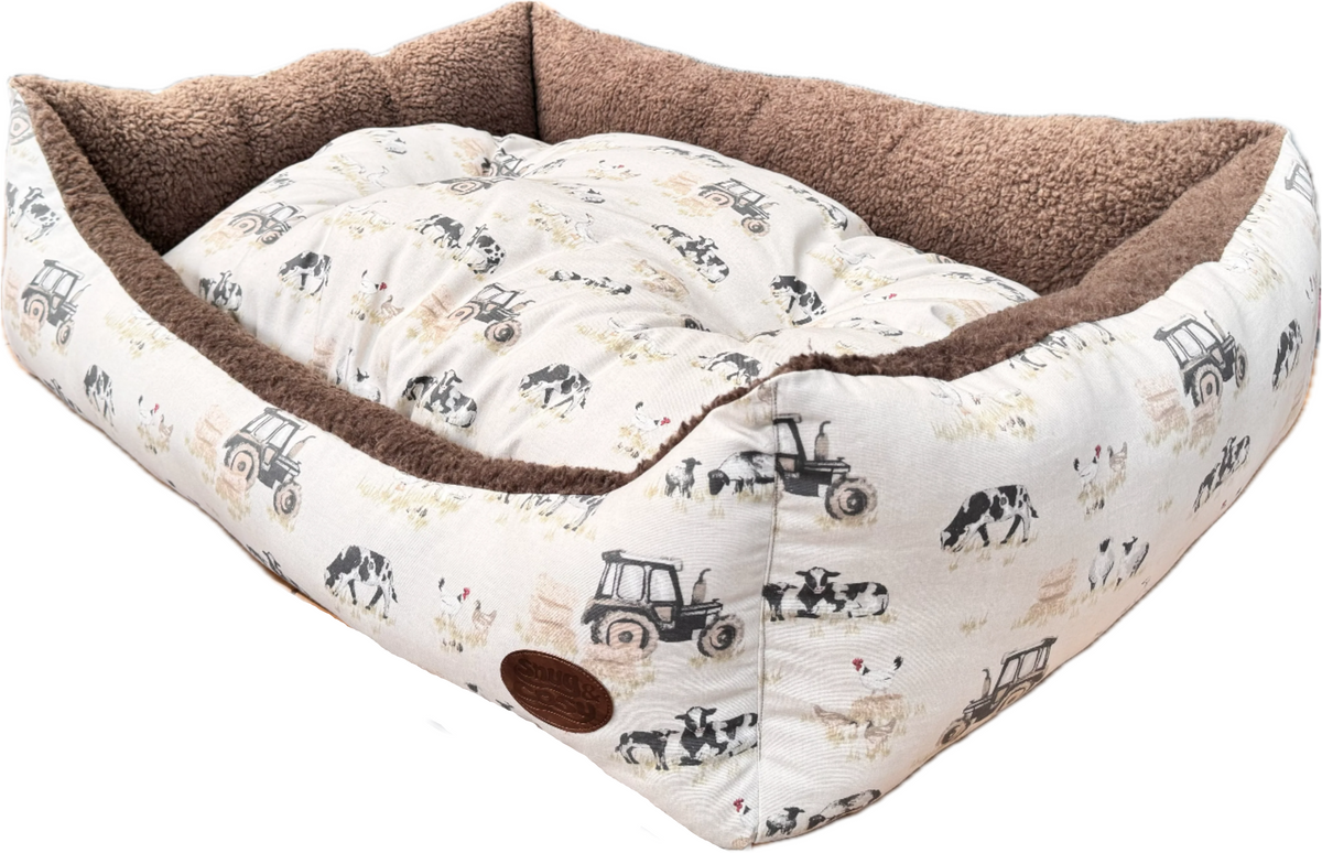 Farmyard Cream Rectangle Bed Snug and Cosy Pets