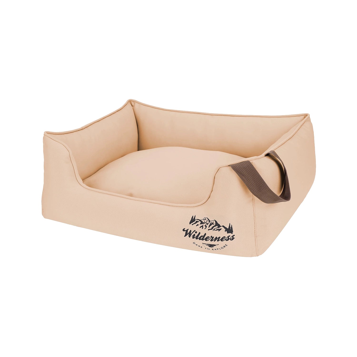 Wilderness Rectangle Dog Bed – Raised Sides & Hollowfibre Fill | Camel - Dog Bed for dogs Snug and Cosy Pets