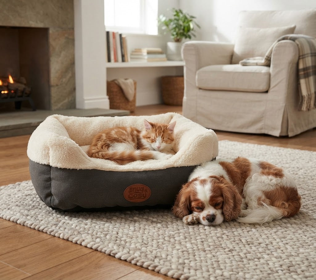 Ivory Box Bed - Supersoft Cozy Bed for Small Dogs and Cats - Pet Beds for dogs Snug and Cosy Pets