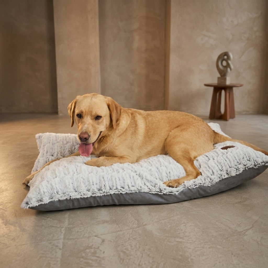 Novara Faux Suede Dog Lounger Cushion Pet Grey - Dog Bed for dogs Snug and Cosy Pets