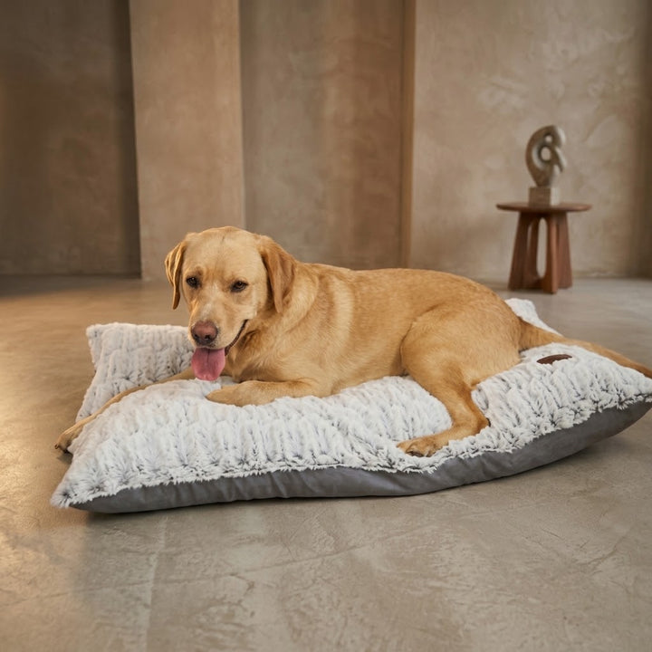 Novara Faux Suede Dog Lounger Cushion Pet Grey - Dog Bed for dogs Snug and Cosy Pets