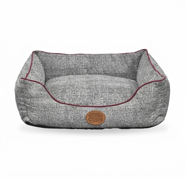 Edinburgh Herringbone Dog Bed | Luxury Tweed Rectangle Bed