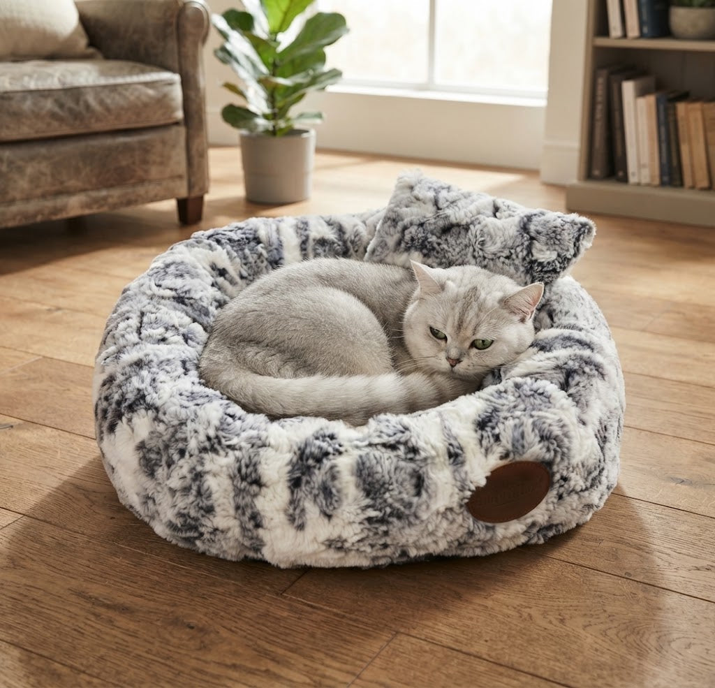 Cat Donut Faux Fur Bed - Cat Beds for dogs Snug and Cosy Pets