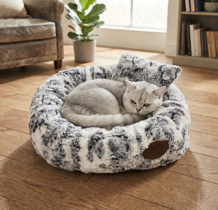 Cat Donut Faux Fur Bed - Cat Beds for dogs Snug and Cosy Pets