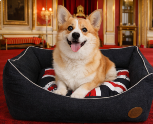 The Denim Union Jack Dog Pet Bed Reversible Cushion