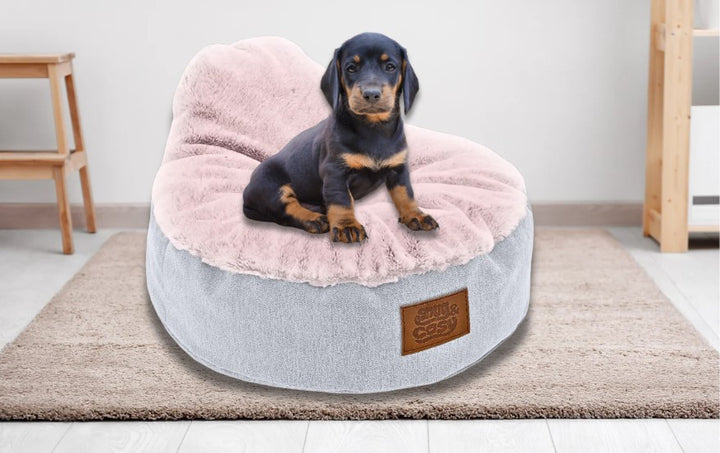 Lazy Sofa Dog Pet Puppy Bed - Fleece-Lined Two-Tone Pet Sofa with Removable Cover - Pet Beds for dogs Snug and Cosy Pets