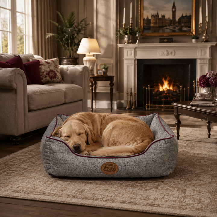 Edinburgh Herringbone Dog Bed | Luxury Tweed Rectangle Bed