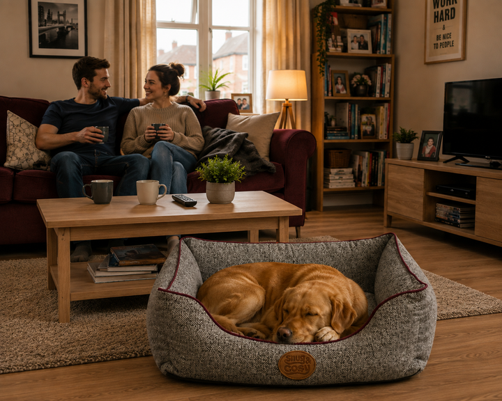 Edinburgh Herringbone Dog Bed | Luxury Tweed Rectangle Bed