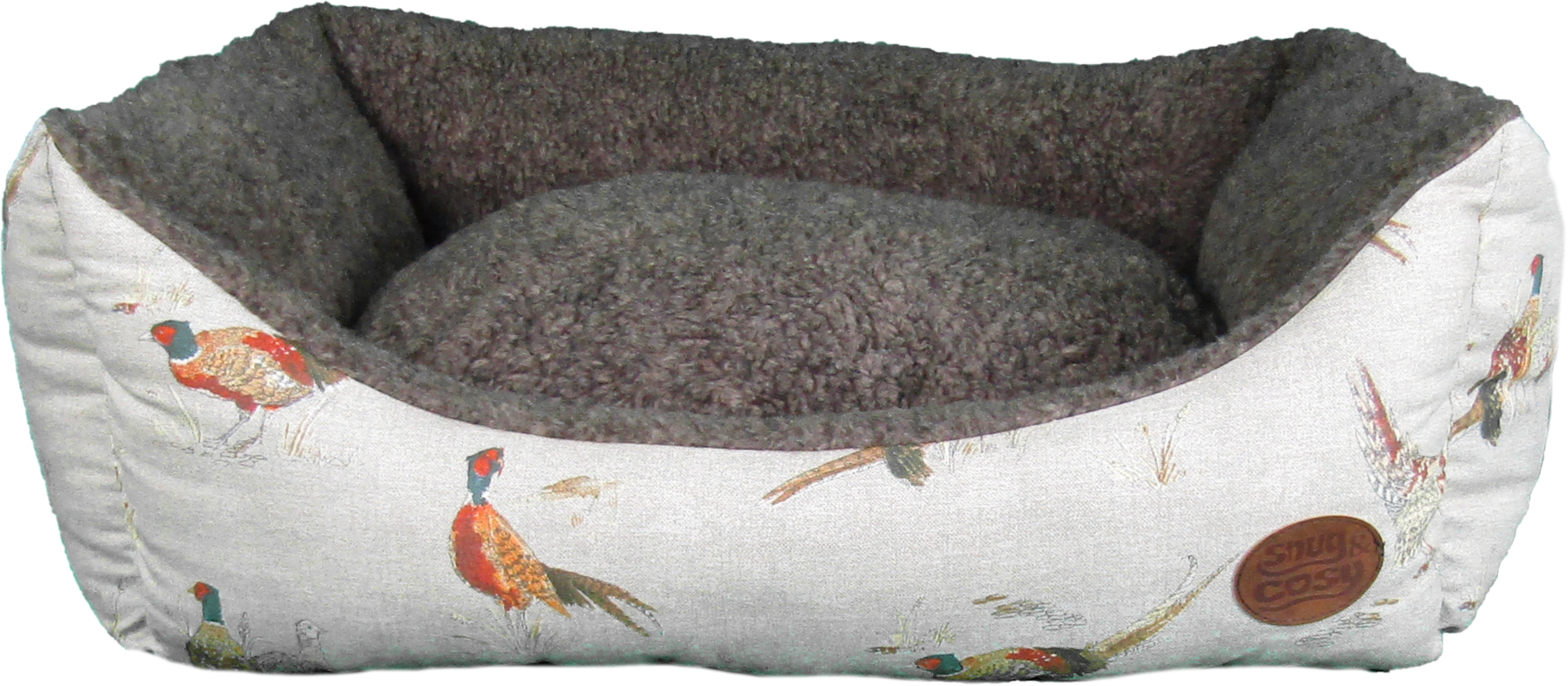 Pheasant Print Luxury Dog Bed | Nature Range - Dog Bed for dogs Snug and Cosy Pets