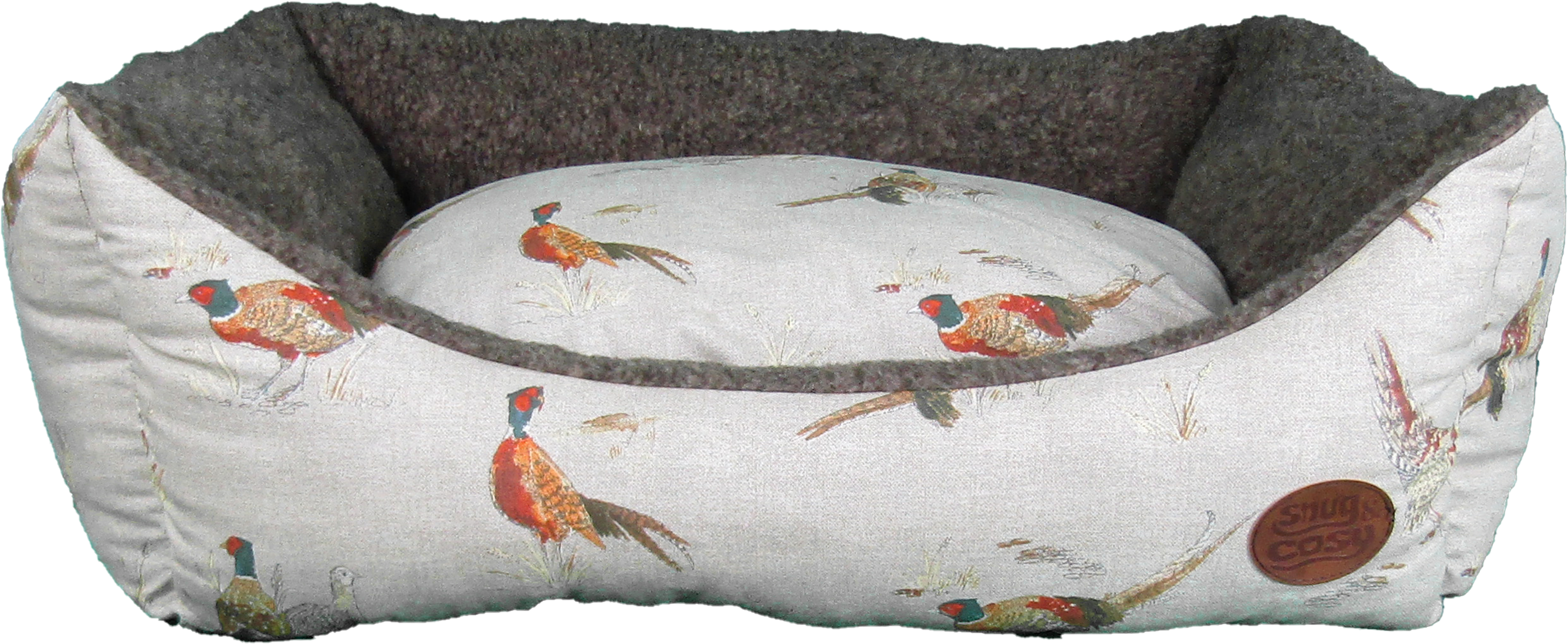 Pheasant Print Luxury Dog Bed | Nature Range - Dog Bed for dogs Snug and Cosy Pets