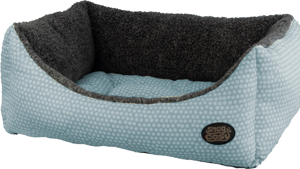 Snug and Cosy Polka Dot Rectangular Pet Bed blue