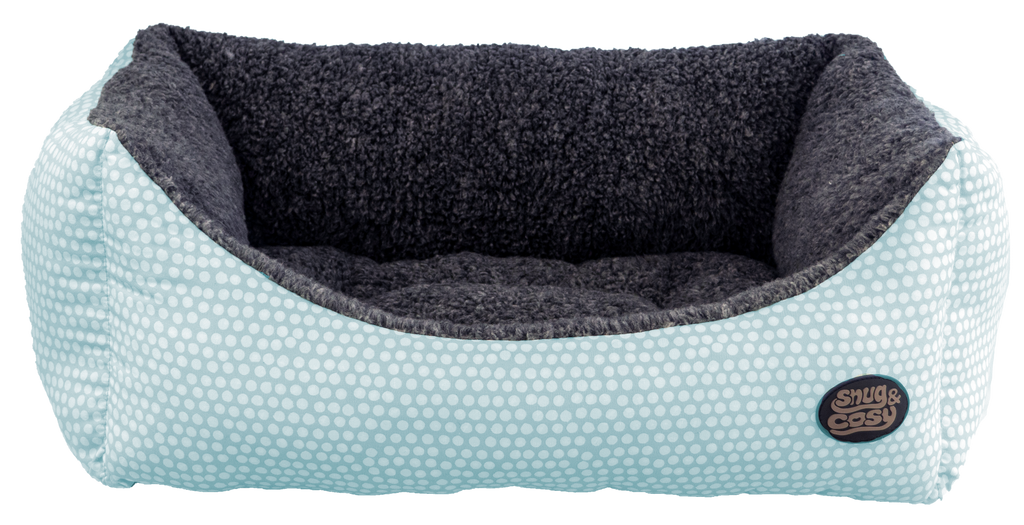 Snug and Cosy Polka Dot Rectangular Pet Bed blue